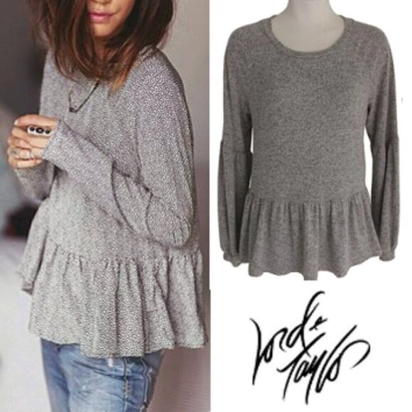 Lord & Taylor Design Lab Super Soft as a cloud Peplum Sweater Warm Grey M - Picture 1 of 8